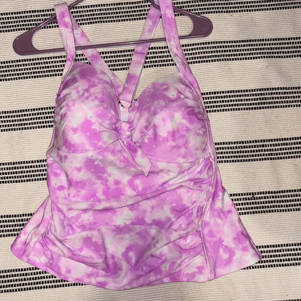 California Waves SUNKISSED SUNRISE LAVENDER Tie-Dye Tankini Top 3 22/24 - Picture 2 of 5